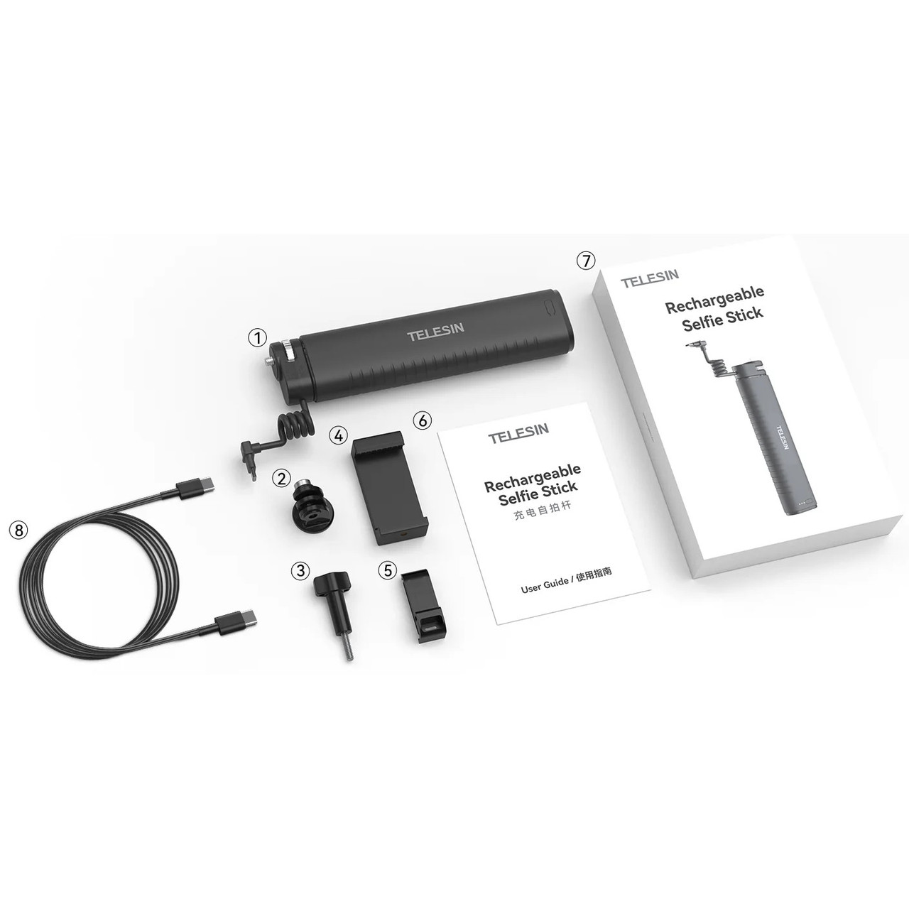 Ручка повербанк монопод для GoPro 11/10/9 телефону камери 10000мАг Type-C QC/PD3.0 Telesin TE-CSS-001, фото №5