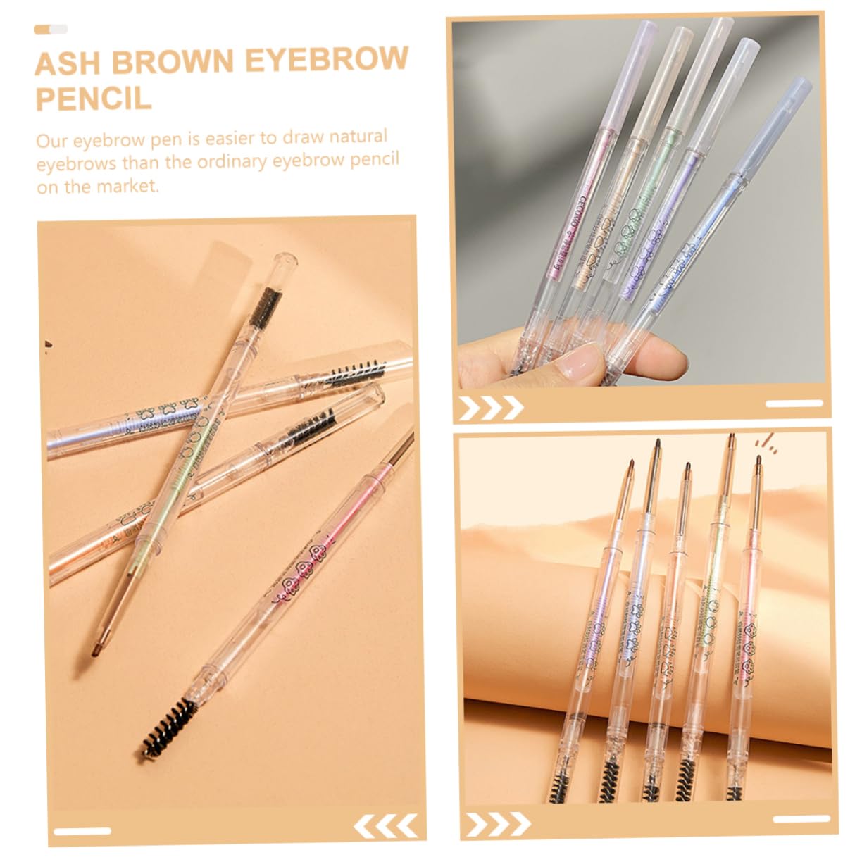 Олівець MERRYHAPY Eyebrow Pen з щіточкою 5 шт. Коричневий, фото №3