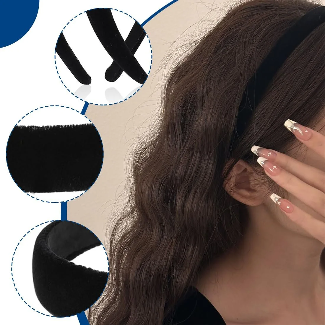 Обруч оксамитовий для волосся, однотонний, фото №4