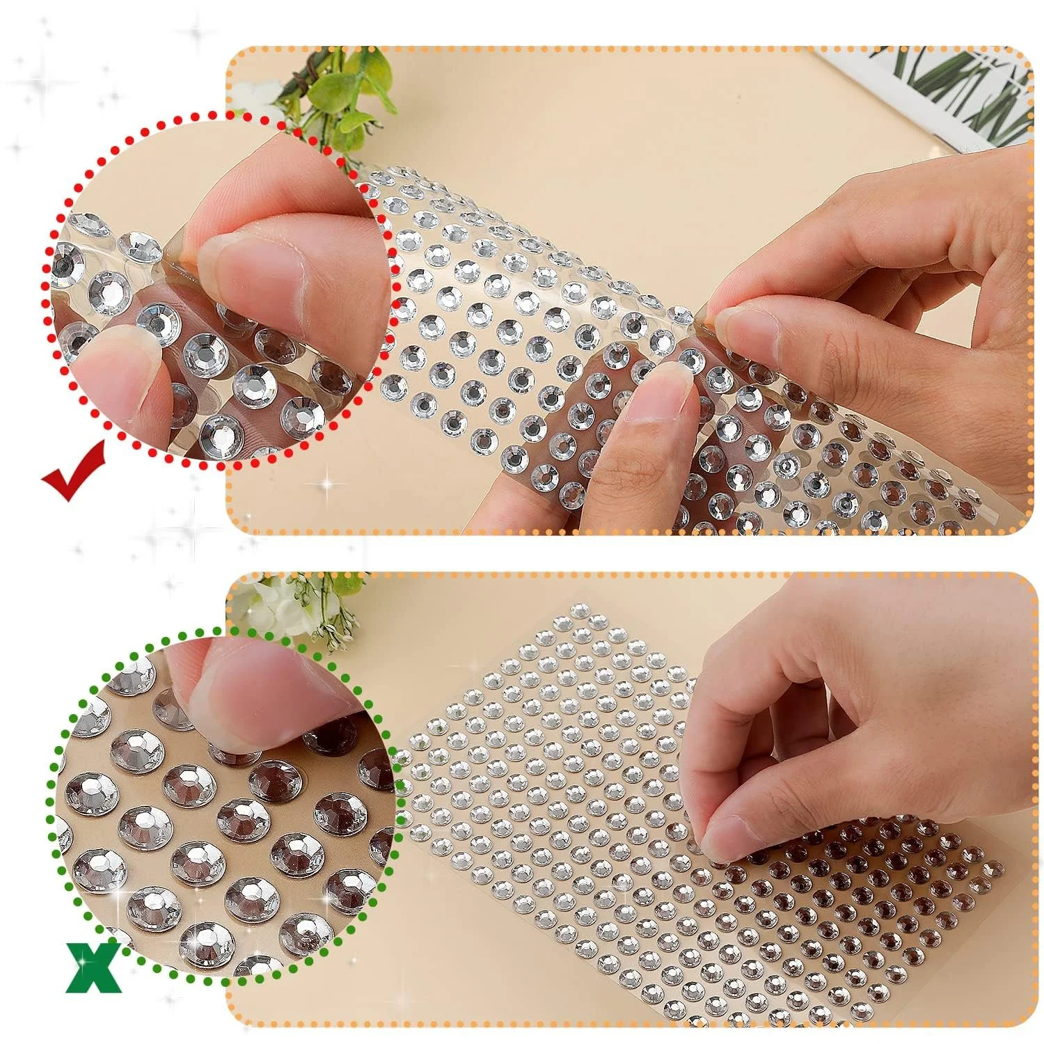 Наклейки со стразами 4 листа, фото №4