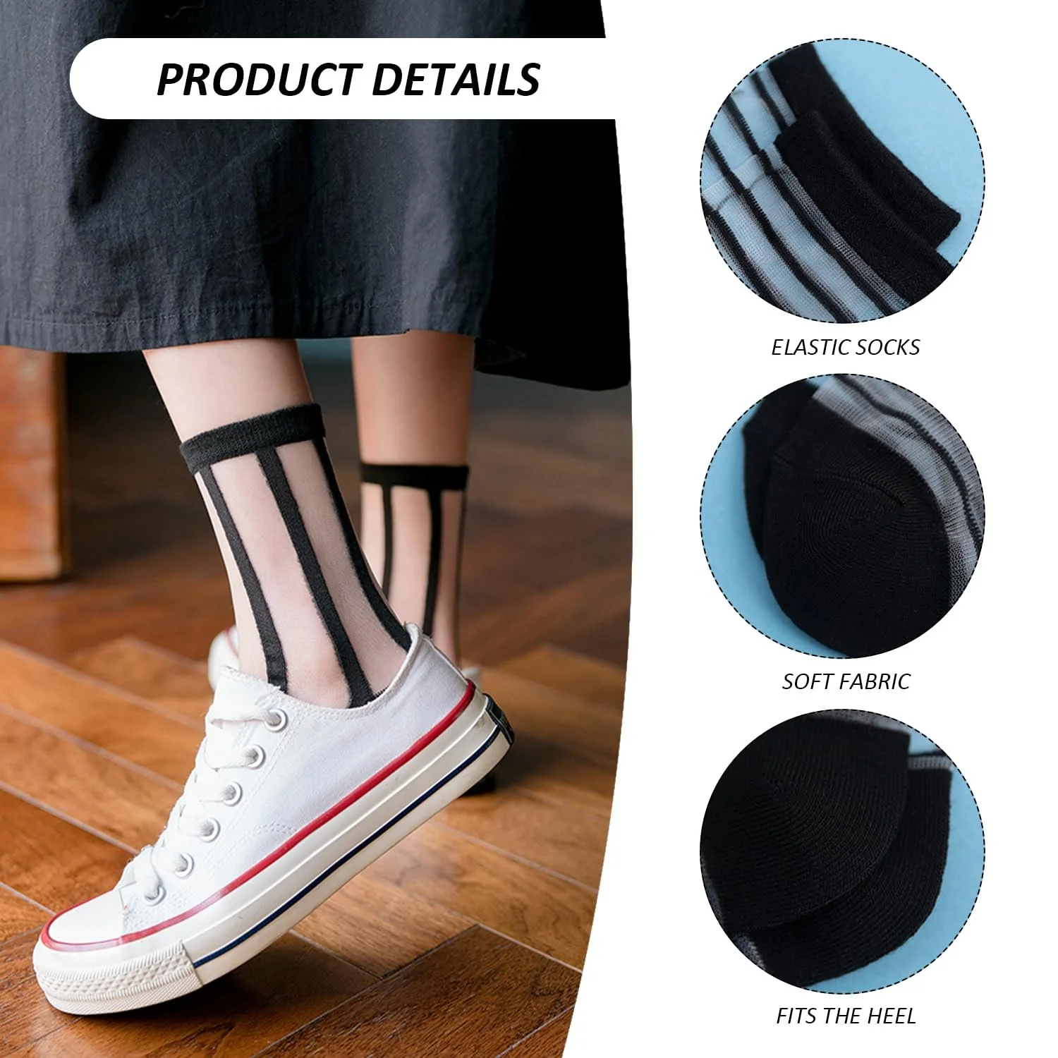 Шкарпетки Прозорі Чорні 5 пар Мереживо, фото №3 Шкарпетки Прозорі Чорні 5 пар Мереживо, фото №3