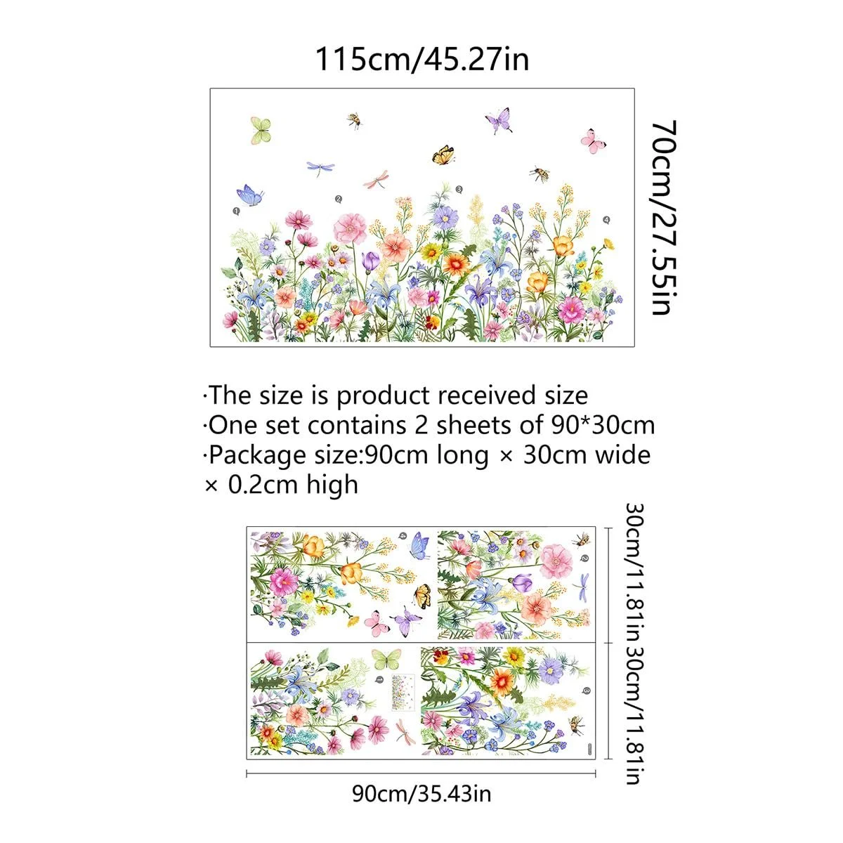 Наклейка на стіну Runtoo Garden Flowers Butterfly, фото №4