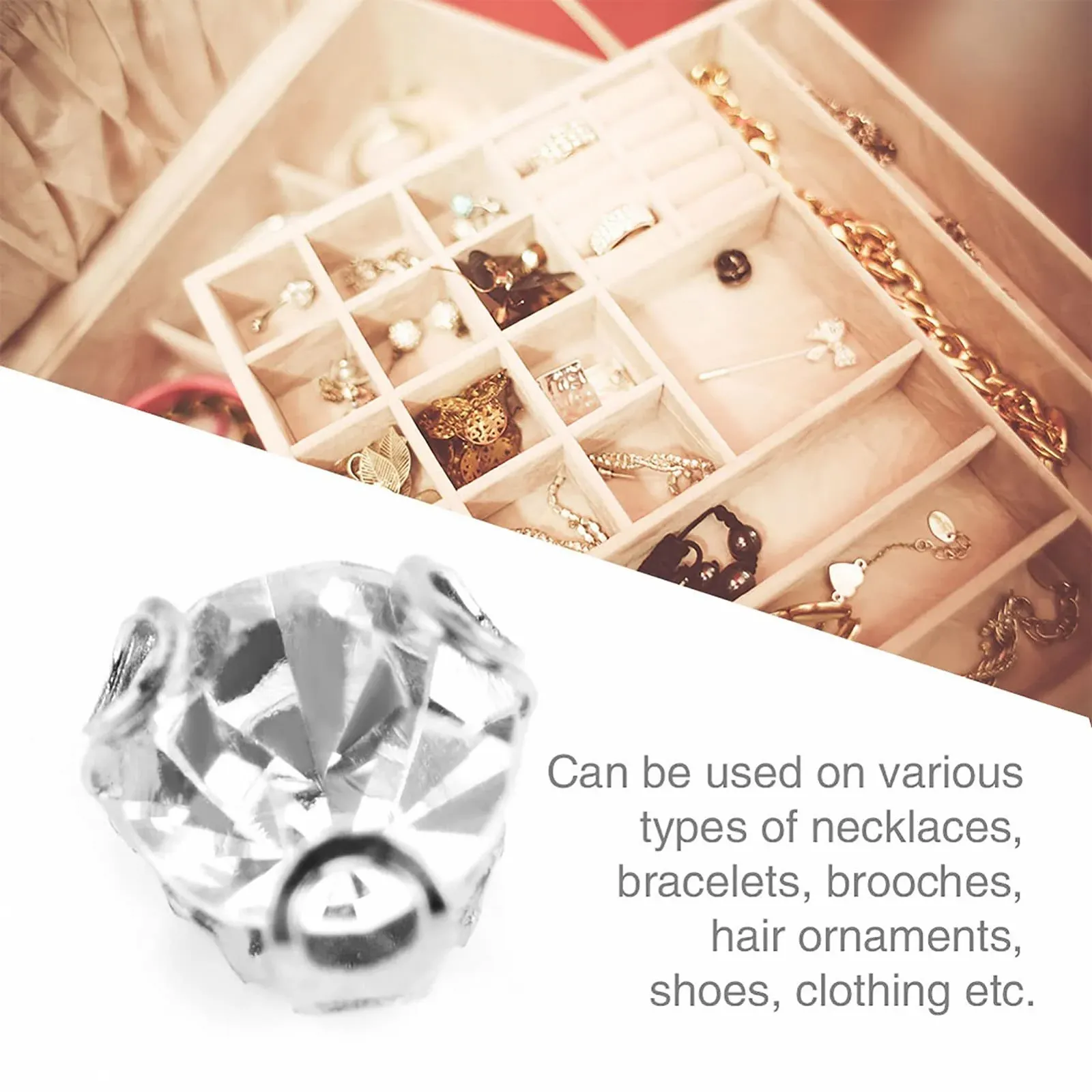 Стрази Пришивні Kristall-Strasssteine для DIY одягу, Легкі та Добре Просвердлені, білі, фото №3