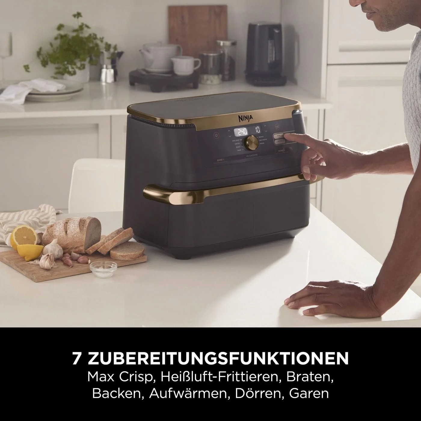 Мультипіч Ninja Foodi FlexDrawer AF500EUCP Dual Zone 10.4 л 7-в-1 Чорна та мідна, фото №6 Мультипіч Ninja Foodi FlexDrawer AF500EUCP Dual Zone 10.4 л 7-в-1 Чорна та мідна, фото №6