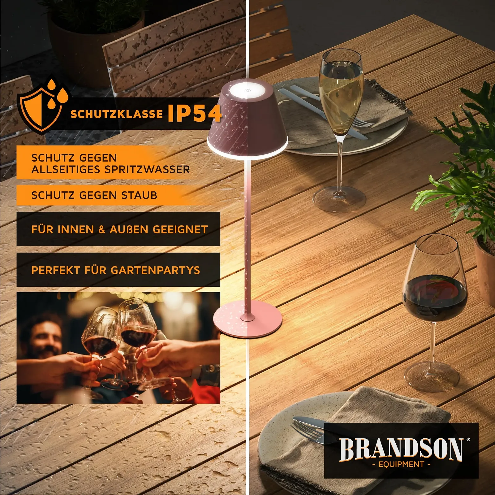 Настільна лампа Brandson LED Акумуляторна Touch Dimmable Метал IP54, фото №5