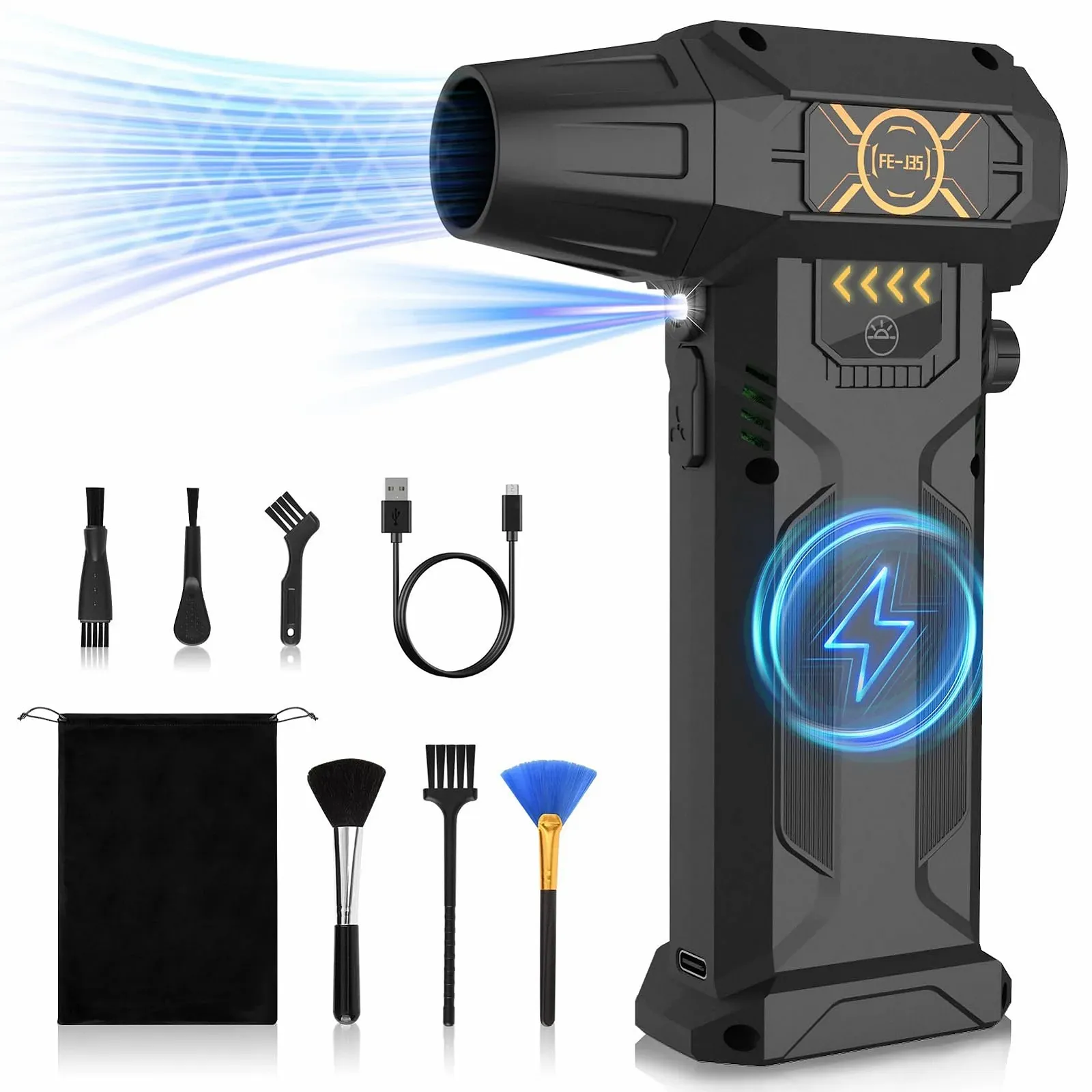 Акумуляторний повітродувка  150 000 об/хв 3 швидкості 8000 мАг, фото №1