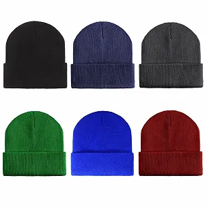 Шапка-біні Geebuzz для дітей, 6 шт., кольорові, теплі, еластичні, в'язані, унісекс, для зими та осені - Фото 1