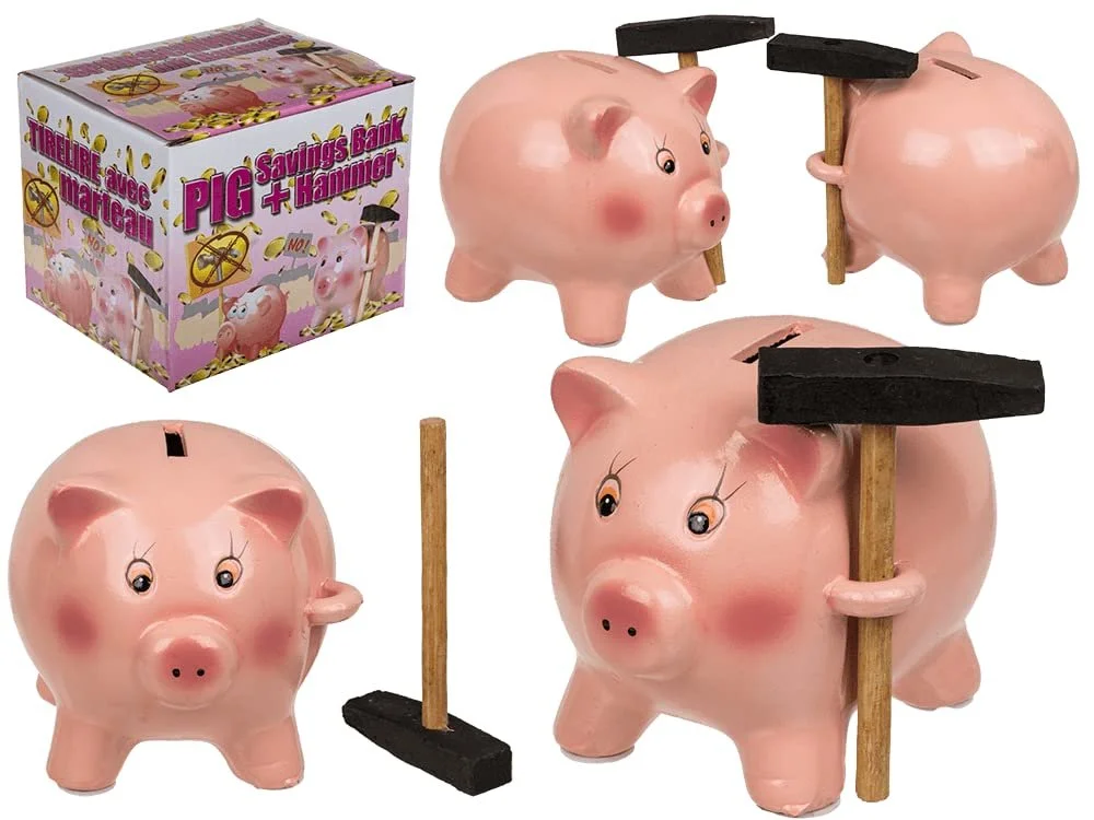 Скарбничка Ceramic Piggy Bank З молотком Маленька Керамічна Поросятко, фото №2