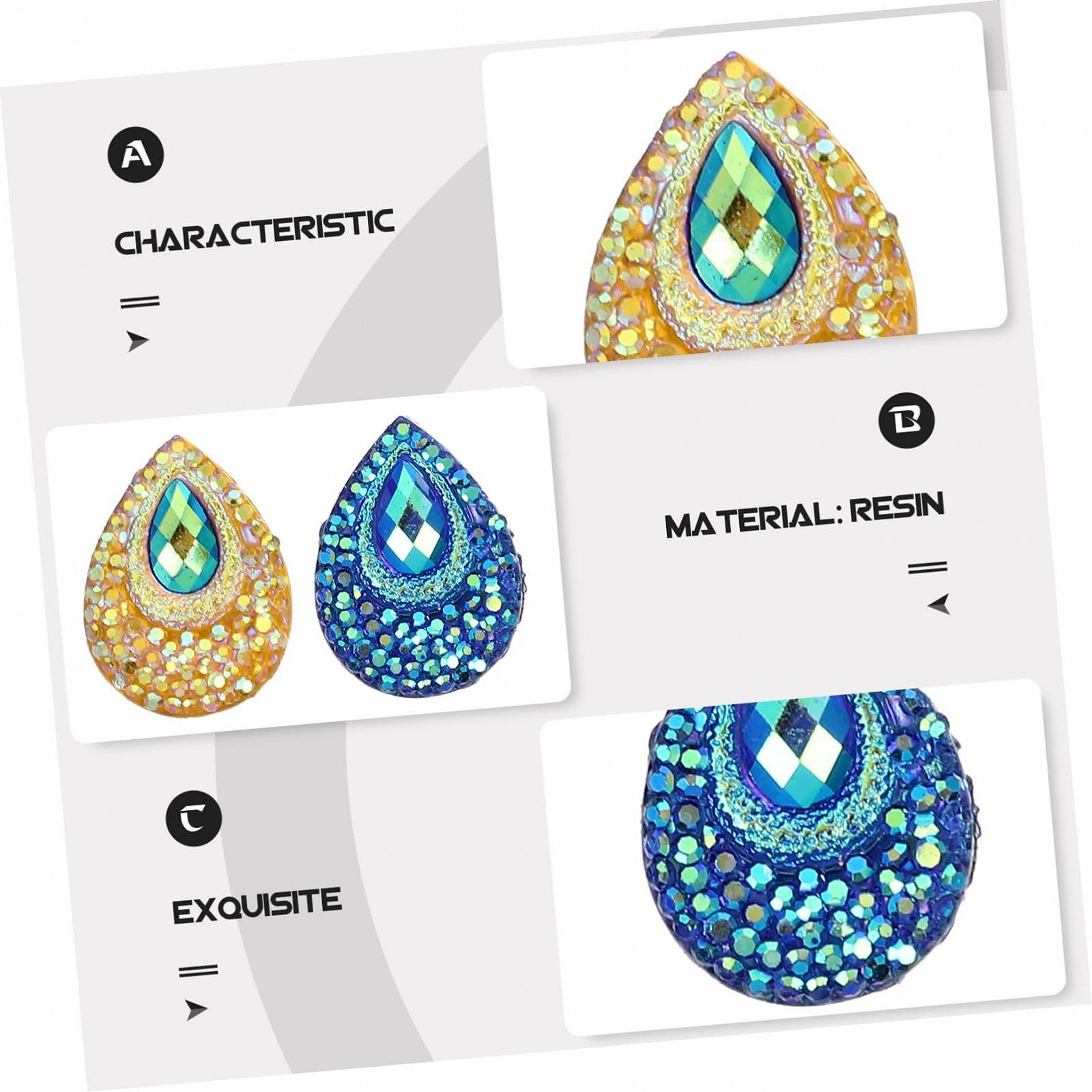 Стразы каплевидные 100 шт., Набор стеклянных камней для рукоделия, украшений, хрустальные камни, смола, фото №4