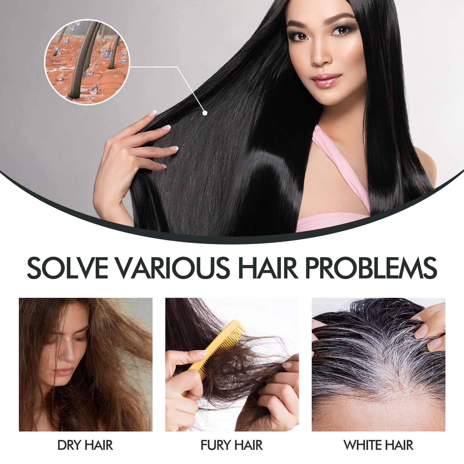 Спрей для волосся Tkekruh Чорний 100 мл, фото №5