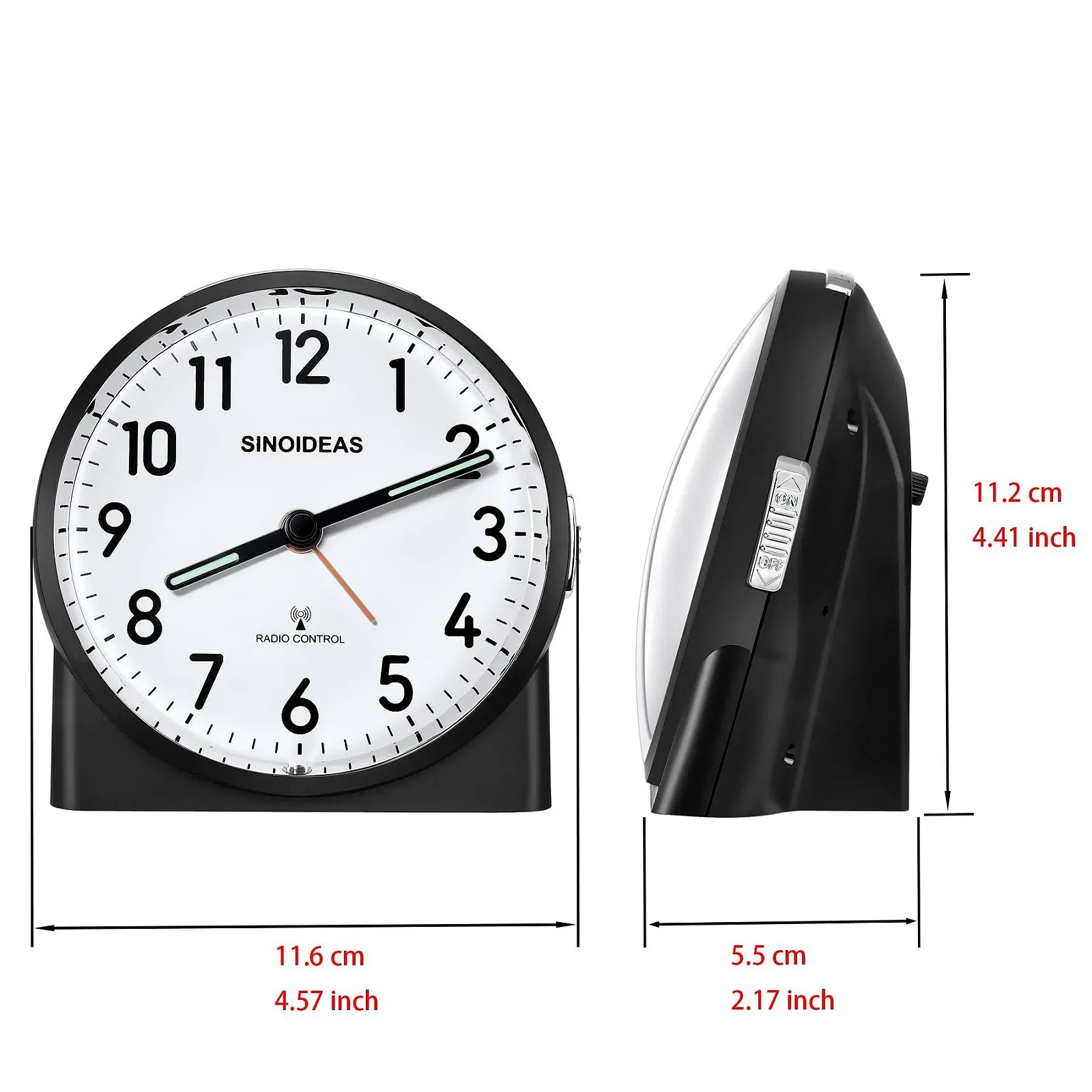 Радиоуправляемый будильник SINOIDEAS Аналоговый с Ночной Подсветкой и Функцией Повтора Сигнала Черный, фото №4 Радиоуправляемый будильник SINOIDEAS Аналоговый с Ночной Подсветкой и Функцией Повтора Сигнала Черный, фото №4