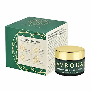 Денний крем для обличчя AVRORA Anti-Ageing з колагеном, зволожувальний, проти зморшок та синього світла, SAKADIKIUM, алое вера та Vitamin E 50 мл - Фото 1