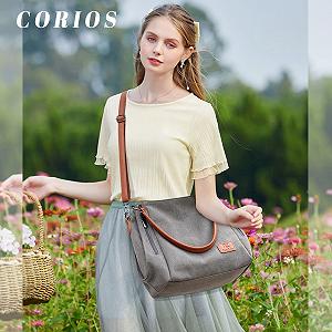 Сумка CORIOS жіноча ретро полотняна на плече тоут повсякденна багатофункціональна сіра synthetic.ua - Фото 1