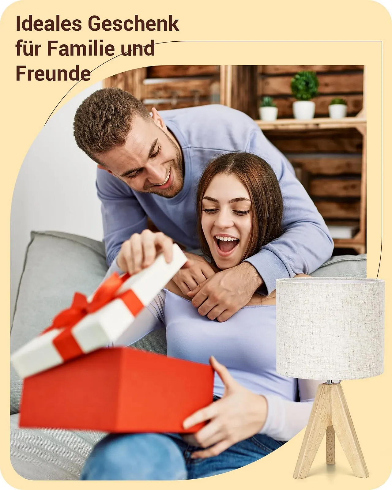 Настільні лампи EDISHINE Набір з 2 шт. LED E27 з лляним абажуром Бежевий, фото №7