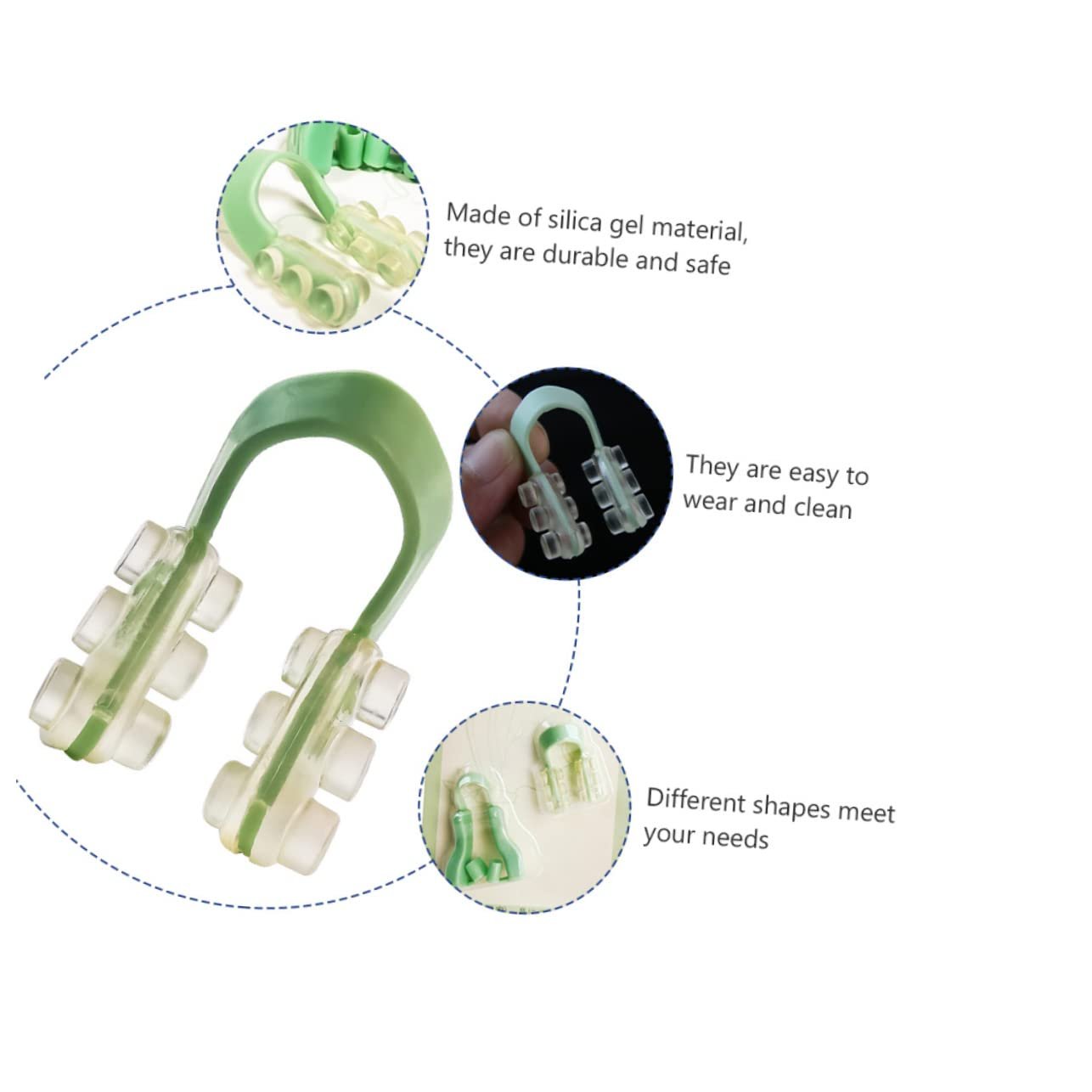 Кліпси для носа iplusmile U-подібні для сну, зменшення хропіння, зручні для жінок, зелені для кращого сну, 1 комплект, фото №5