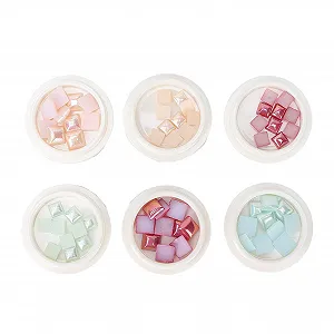 Блестки Квадратные для ногтей, Набор голографических блесток для ногтей, 6 цветов 3D Прямоугольные блестки-хлопья с коробкой - Фото 1