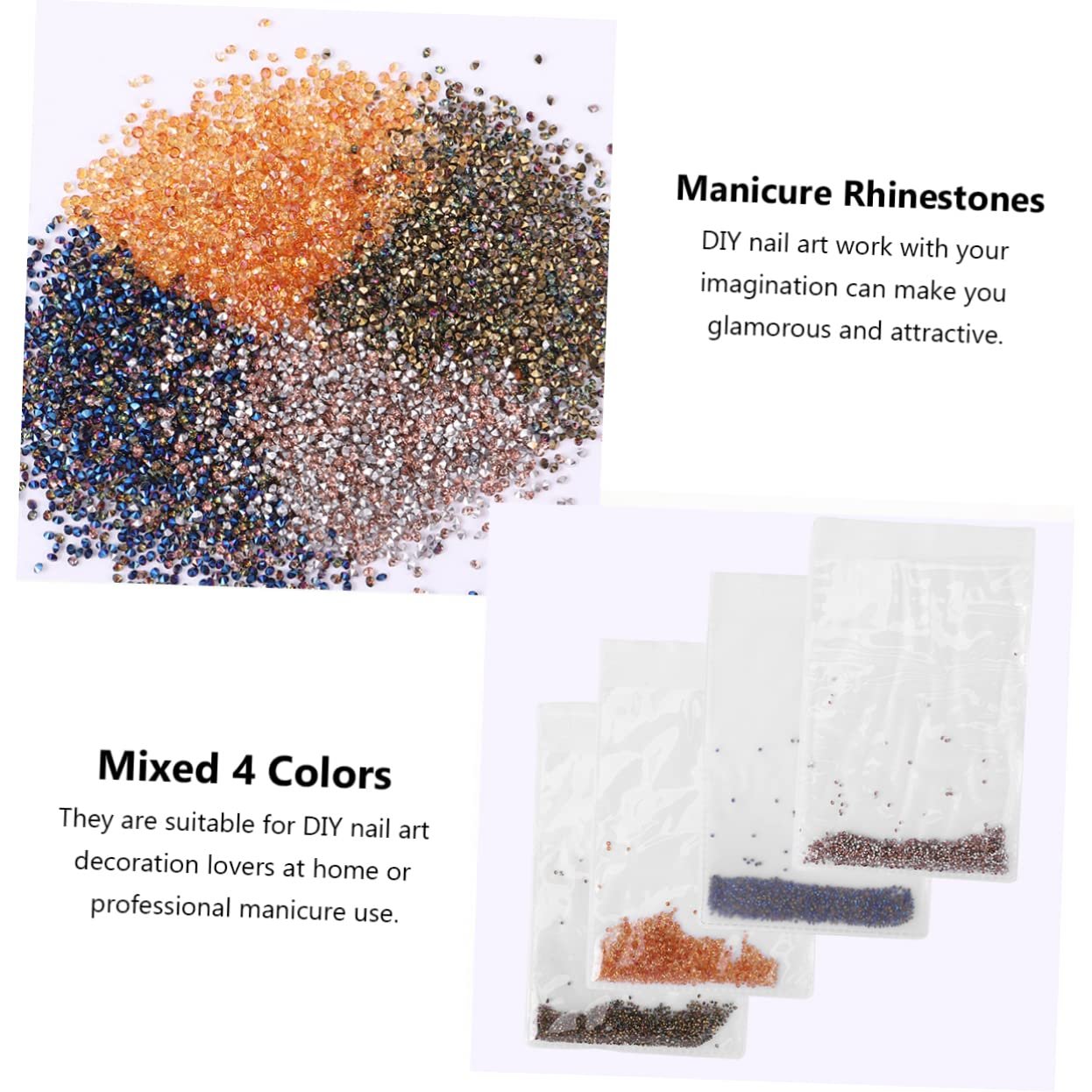 Бусины для ногтей FRCOLOR Микро хрустальные, 4 упаковки по 5760 штук, фото №5 Бусины для ногтей FRCOLOR Микро хрустальные, 4 упаковки по 5760 штук, фото №5