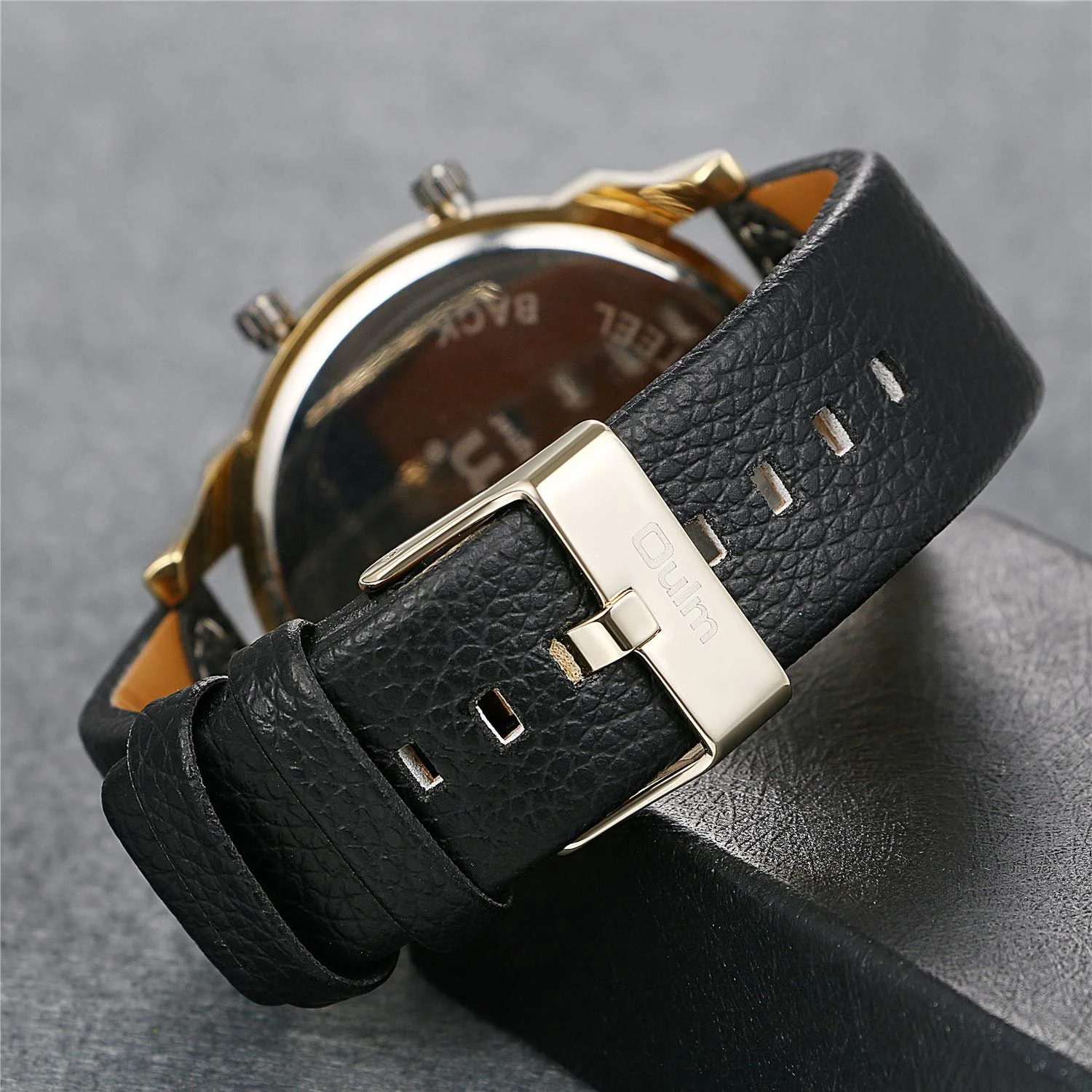 Чоловічий годинник Quartz JewelryWe з великим циферблатом, три часові зони, аналоговий, шкіряний ремінець, чорний, фото №4 Чоловічий годинник Quartz JewelryWe з великим циферблатом, три часові зони, аналоговий, шкіряний ремінець, чорний, фото №4