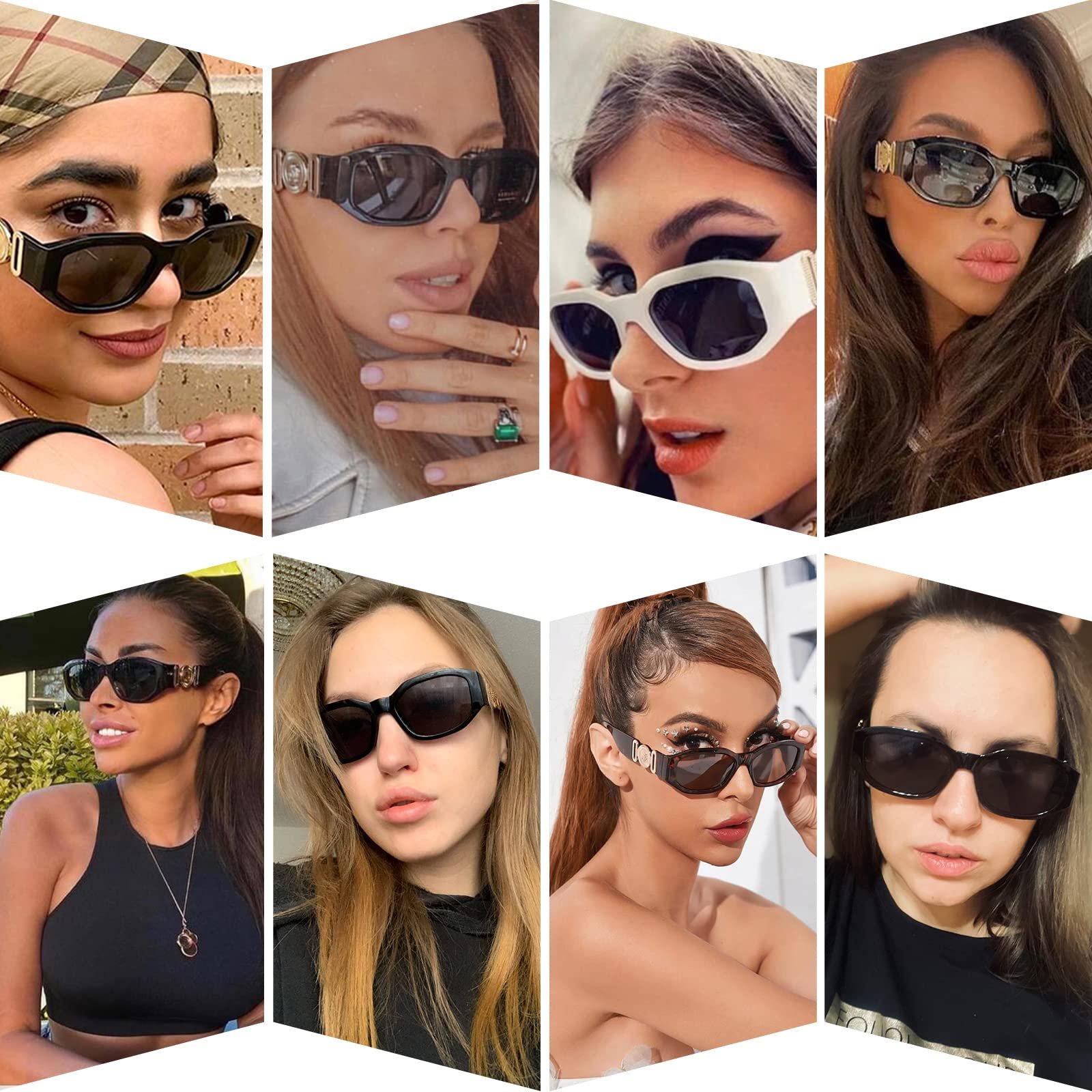 Сонцезахисні окуляри Прямокутні Junsika Модні Вінтажні Дизайн Luxury Small 90s UV400, фото №3