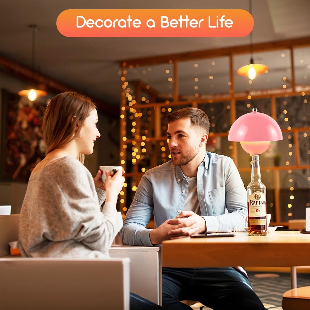 Лампа-насадка на пляшку CEWROM акумуляторна LED USB Рожева, фото №7