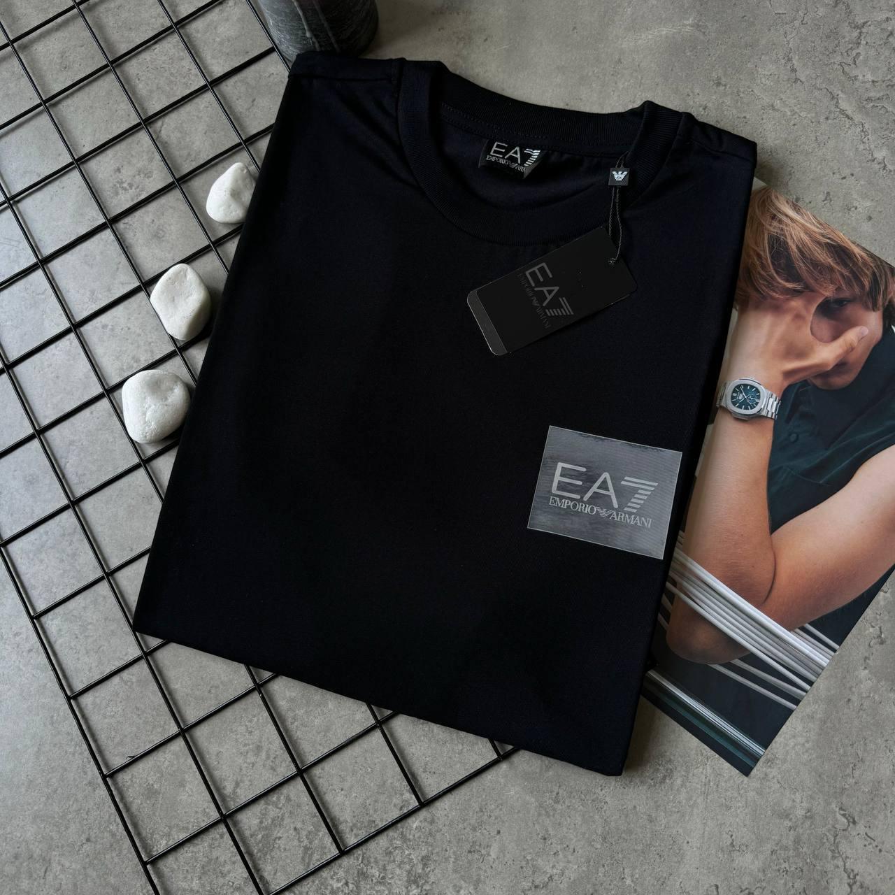 Мужская черная футболка Armani EA7 брендовая Армани ЕА7 модная на лето для мужчины, фото №4