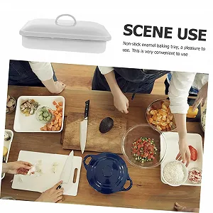 Емальоване деко з кришкою Термостійке Зносостійке Стійке до подряпин Біле synthetic.ua - Фото 1