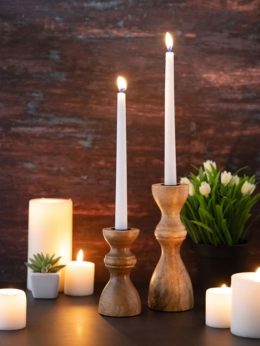 Набор Подсвечник Набор H20/13 x 6 см Круглое Дерево манго, фото №6