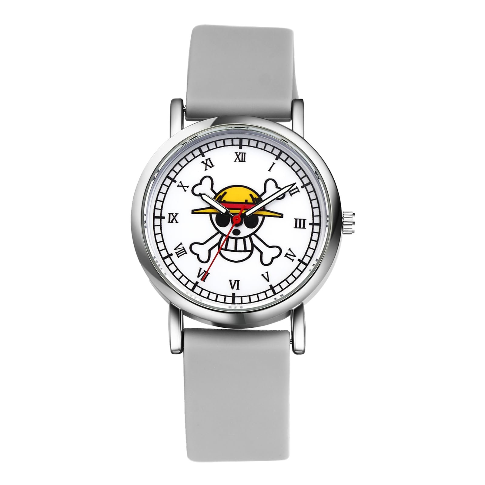 Часы Женские JewelryWe One Piece Череп Аналоговые Кварцевые Унисекс Силиконовый Ремешок Римские Цифры, фото №1