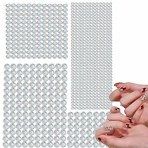 Стрази Круглі Срібні Блискітки Самоклеючі 3/4/5 мм, 770 шт - Фото 1