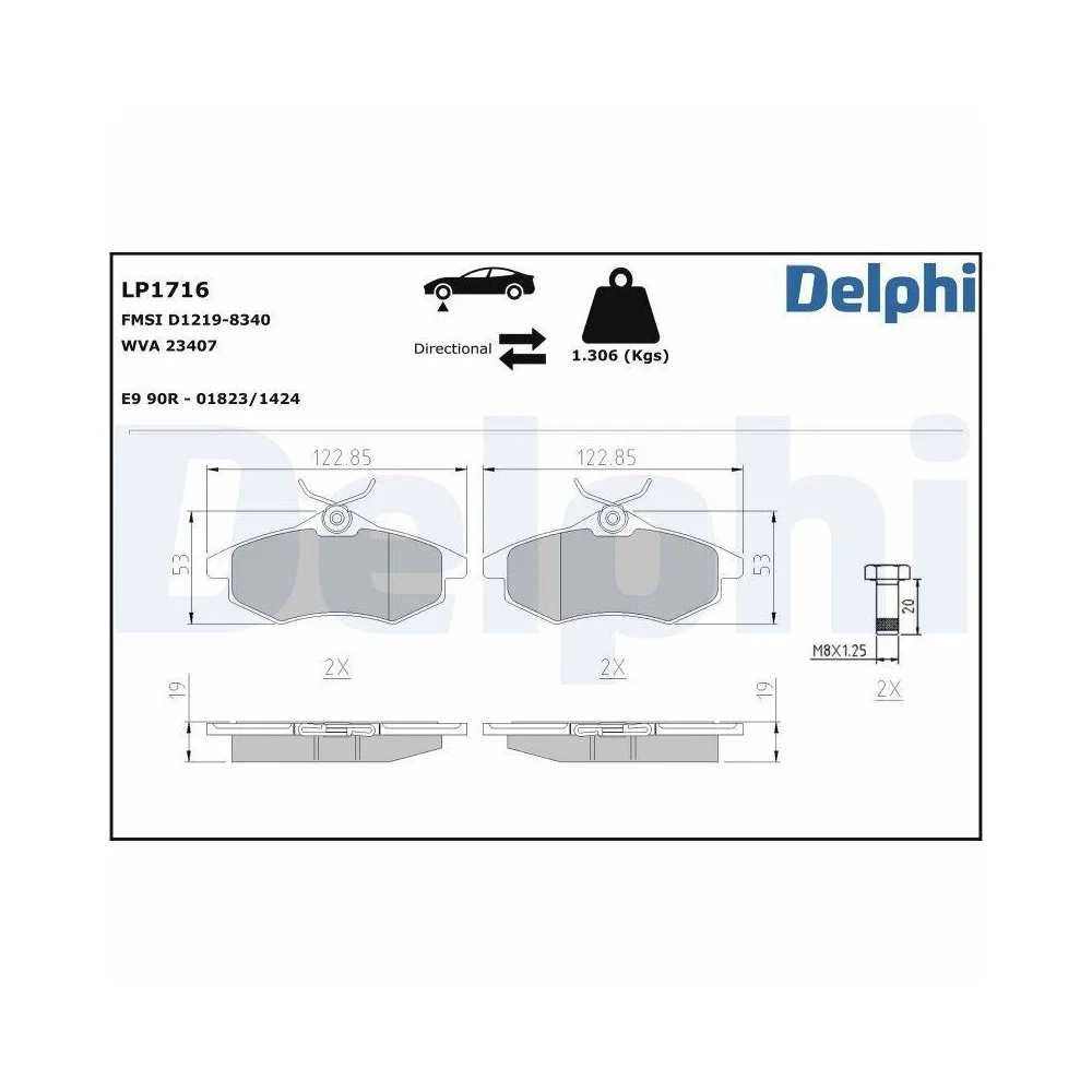 Комплект тормозных колодок, дисковый тормоз DELPHI LP1716 для CITROËN передняя ось, фото №1 Комплект тормозных колодок, дисковый тормоз DELPHI LP1716 для CITROËN передняя ось, фото №1