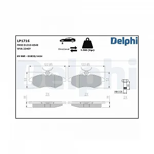 Комплект тормозных колодок, дисковый тормоз DELPHI LP1716 для CITROËN передняя ось - Фото 1