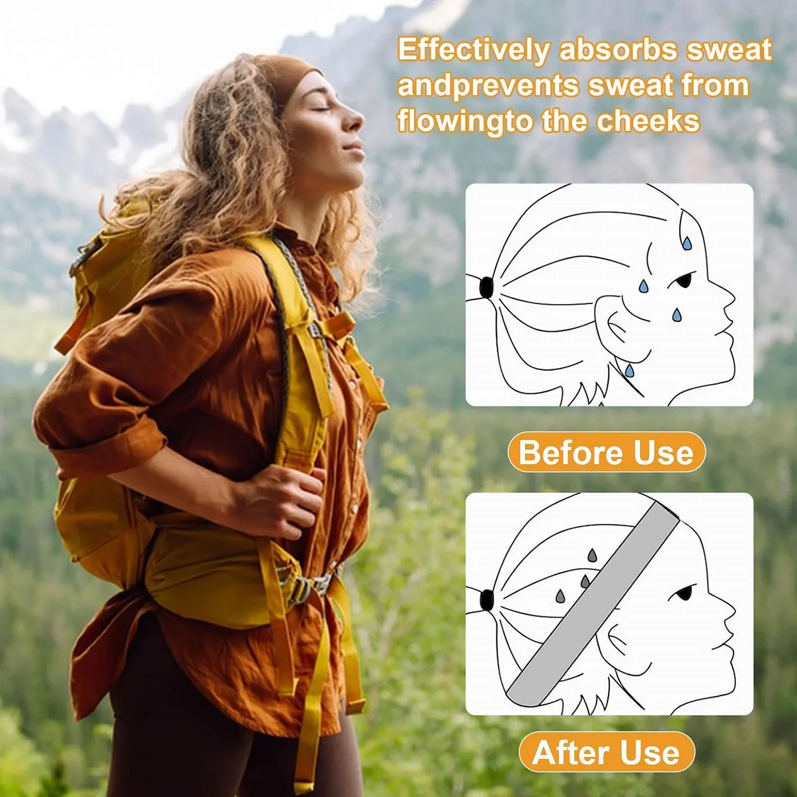 Набір з 8 широких літніх жіночих пов'язок на голову, спортивна, фото №5