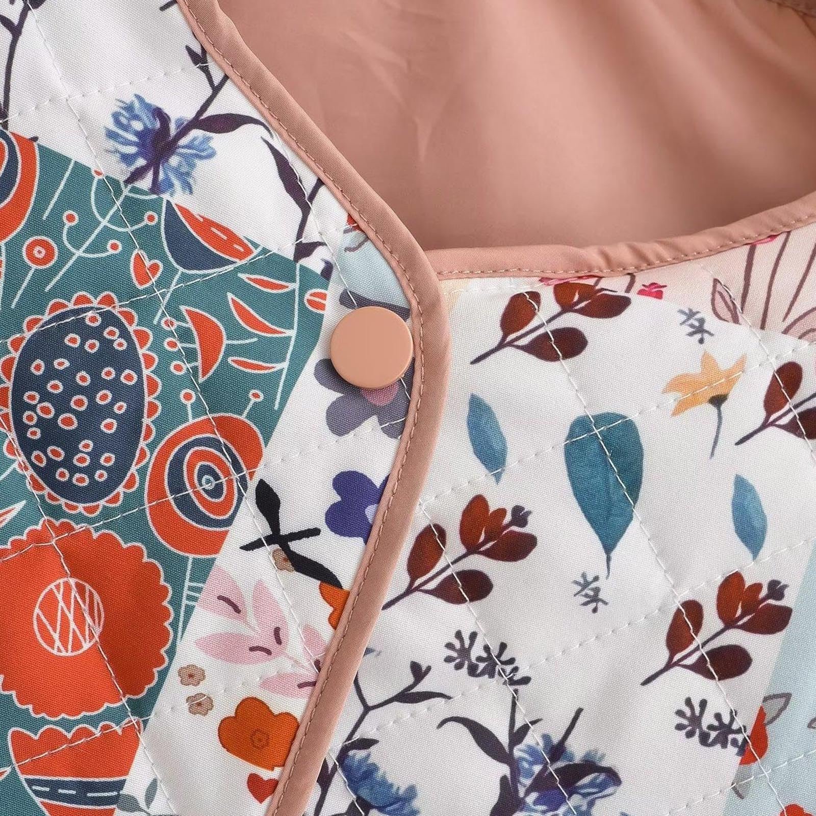 Жіноча куртка з квітковим принтом, стьобана, на ґудзиках, фото №7