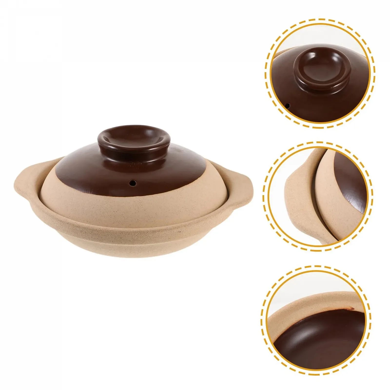 Кастрюля керамическая с крышкой и нескользящими ручками для газовых плит, фото №8