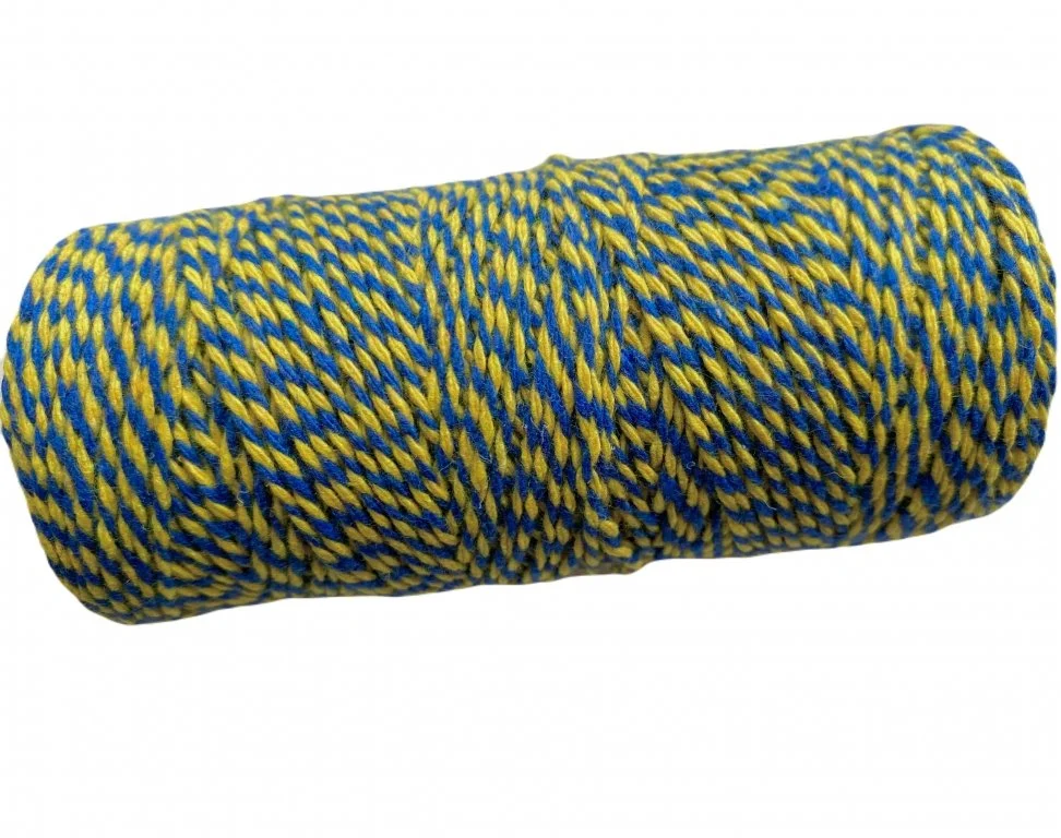 Шнур бавовняний Саме Те для пакування 1,8мм жовто-синій, 5 метрів, фото №1 Шнур бавовняний Саме Те для пакування 1,8мм жовто-синій, 5 метрів, фото №1
