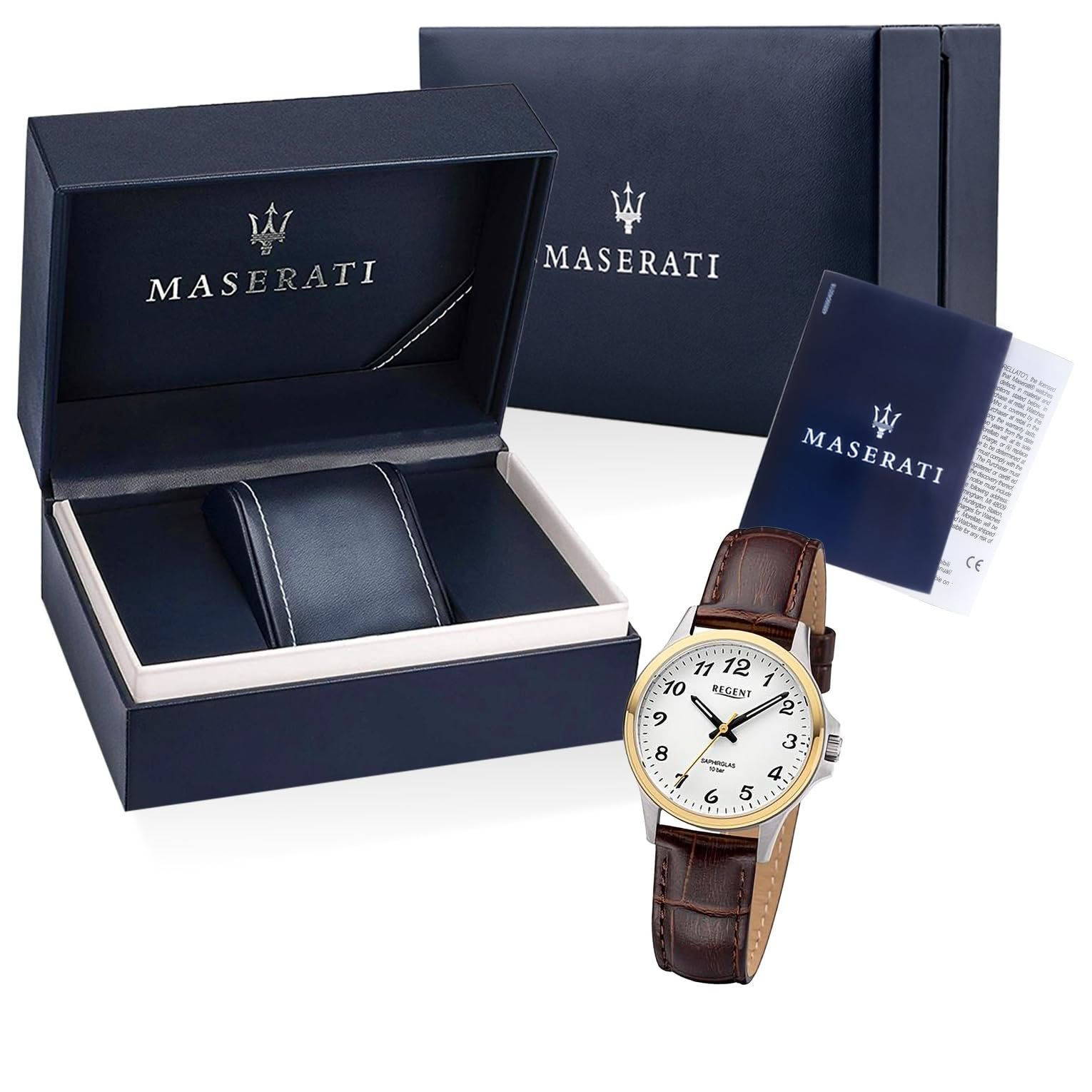 Женские аналоговые часы REGENT URF1457 Кожаный ремешок Коричневый, Серебряный, золото-белый, фото №4