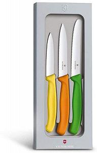 Набор ножей Victorinox Swiss Classic 3 шт, для очистки овощей, нержавеющая сталь, зеленый/оранжевый/желтый, 30 x 5 x 5 см - Фото 1