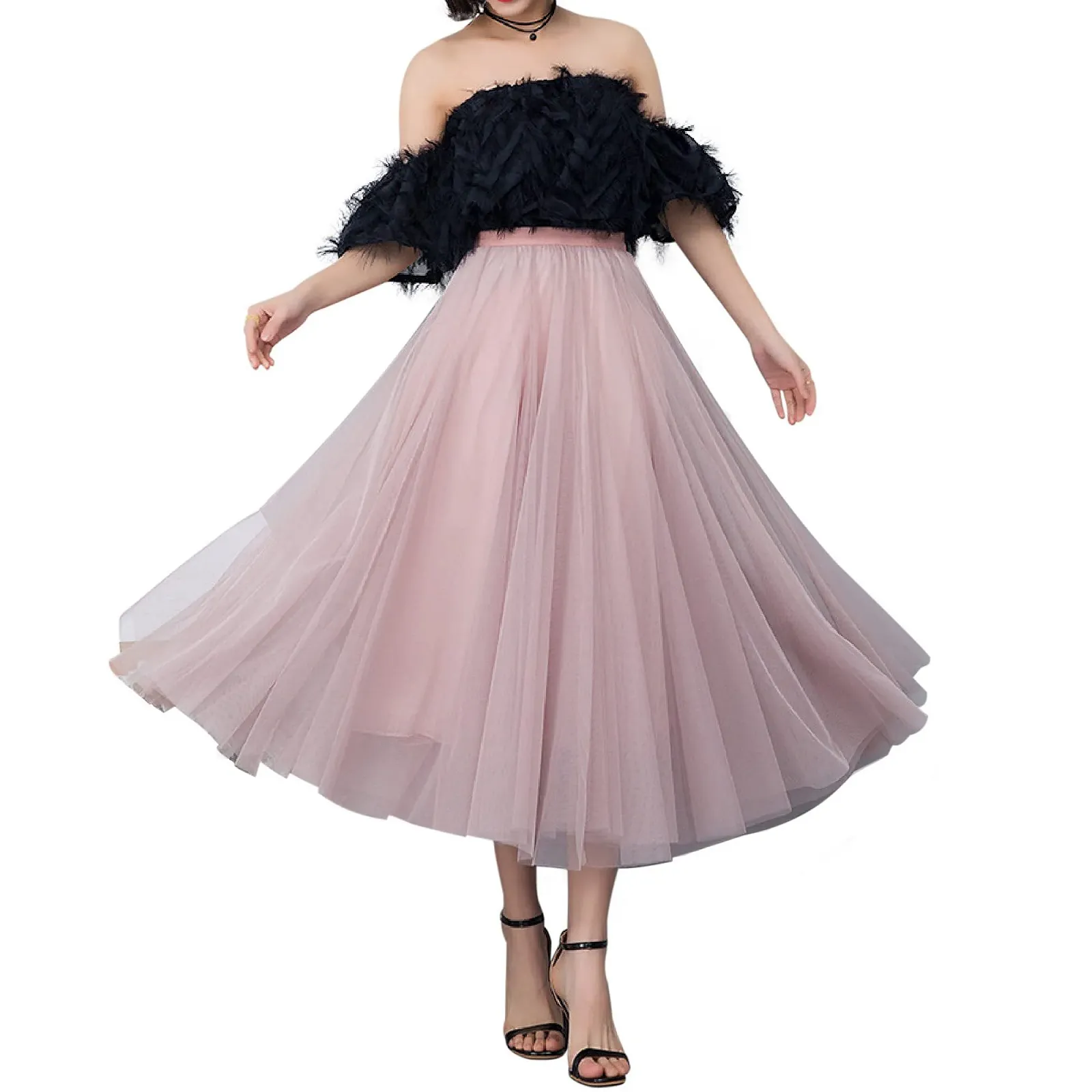 Спідниця  Жіноча Міді Плісирована З Високою Талією Еластична Талія Драпірована Тканина, фото №2