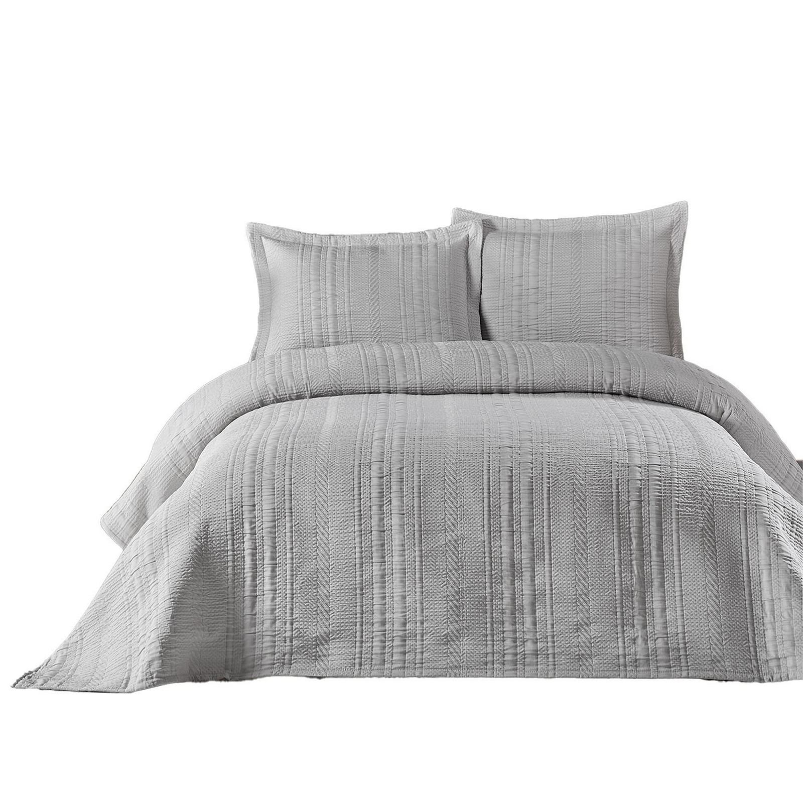 Покрывало Elart 220 x 240 см и 2 наволочки 50 x 70 см, жаккардовое плетение, мягкое, серое, фото №1