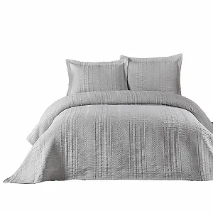 Покрывало Elart 220 x 240 см и 2 наволочки 50 x 70 см, жаккардовое плетение, мягкое, серое - Фото 1