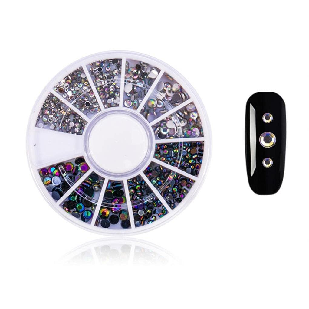 Микс Стразы для ногтей, случайный, кристаллы, круглые бусины, плоская задняя часть, AB, фото №5