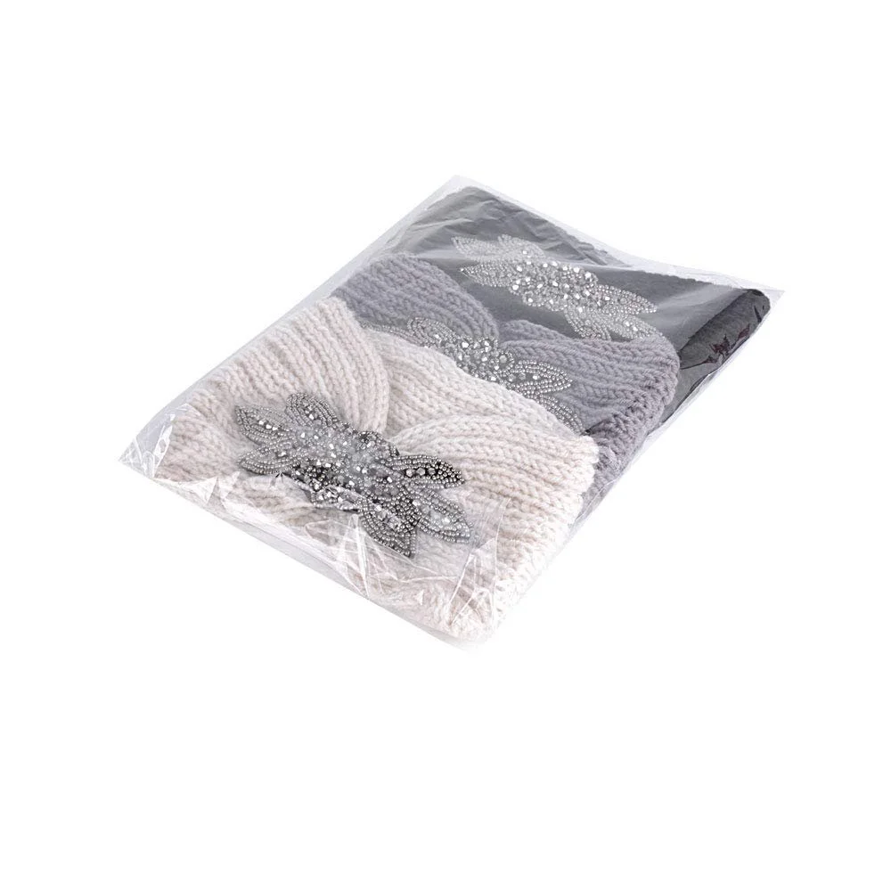 В'язана пов'язка на голову Жіноча зимова з блискітками, фото №5