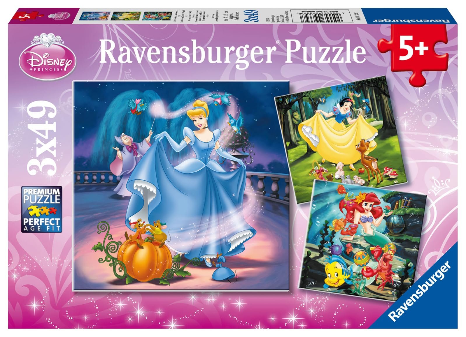 Пазл Ravensburger Snow White Cinderella Ariel 09339 3 x 49 деталей, фото №1
