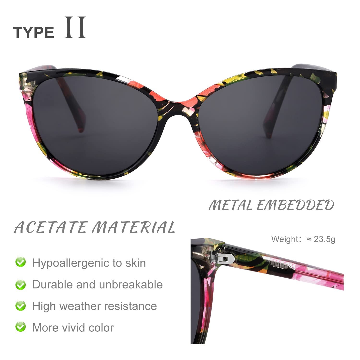 Сонцезахисні окуляри Котяче око TJUTR Жіночі Поляризовані Ретро Захист від УФ-променів Класичні Вінтажні, фото №4