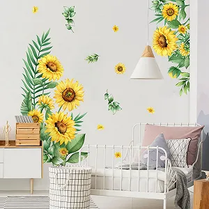 Наклейка на стіну Соняшники та метелики 30 x 90 см 2 шт. Жовтий B - Фото 1