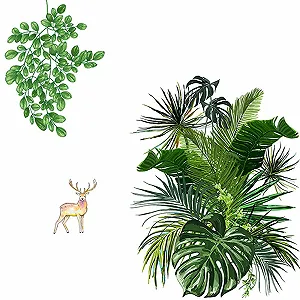 Наклейка на стіну Тропічне листя DIY 60 x 90 см 4 штуки Зелений - Фото 1