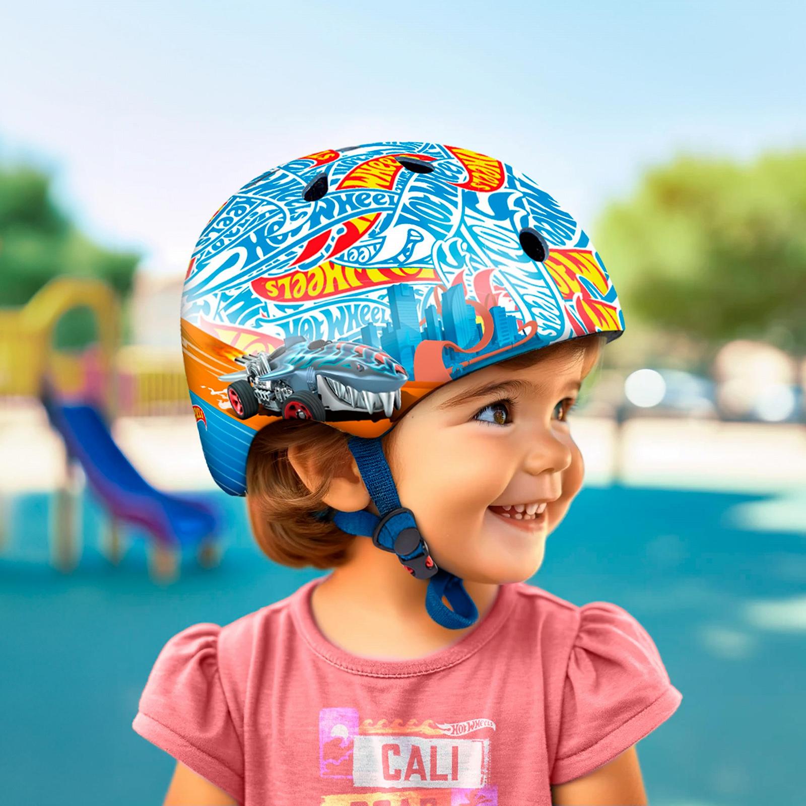 Шлем DeQUBE Uni-Kinder Hot Wheels Детский, регулируемый, сверхлегкий, безопасный, прочный, дышащий, от 2 до 7 лет, черный, синий, регулируемый, фото №5