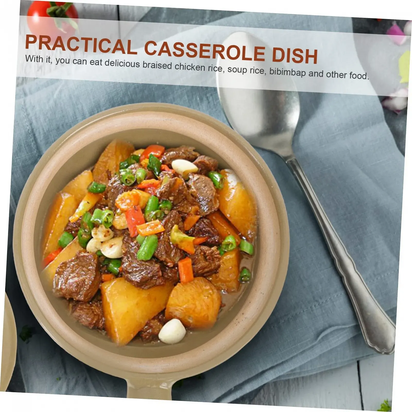 Кастрюля GALPADA термостойкая с ручками керамическая, фото №5