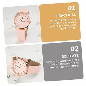 Жіночий годинник Шкіряний годинник Quartz PartyKindom Аналоговий Регульований Годинник для відпочинку Рожевий synthetic.ua - Фото 1