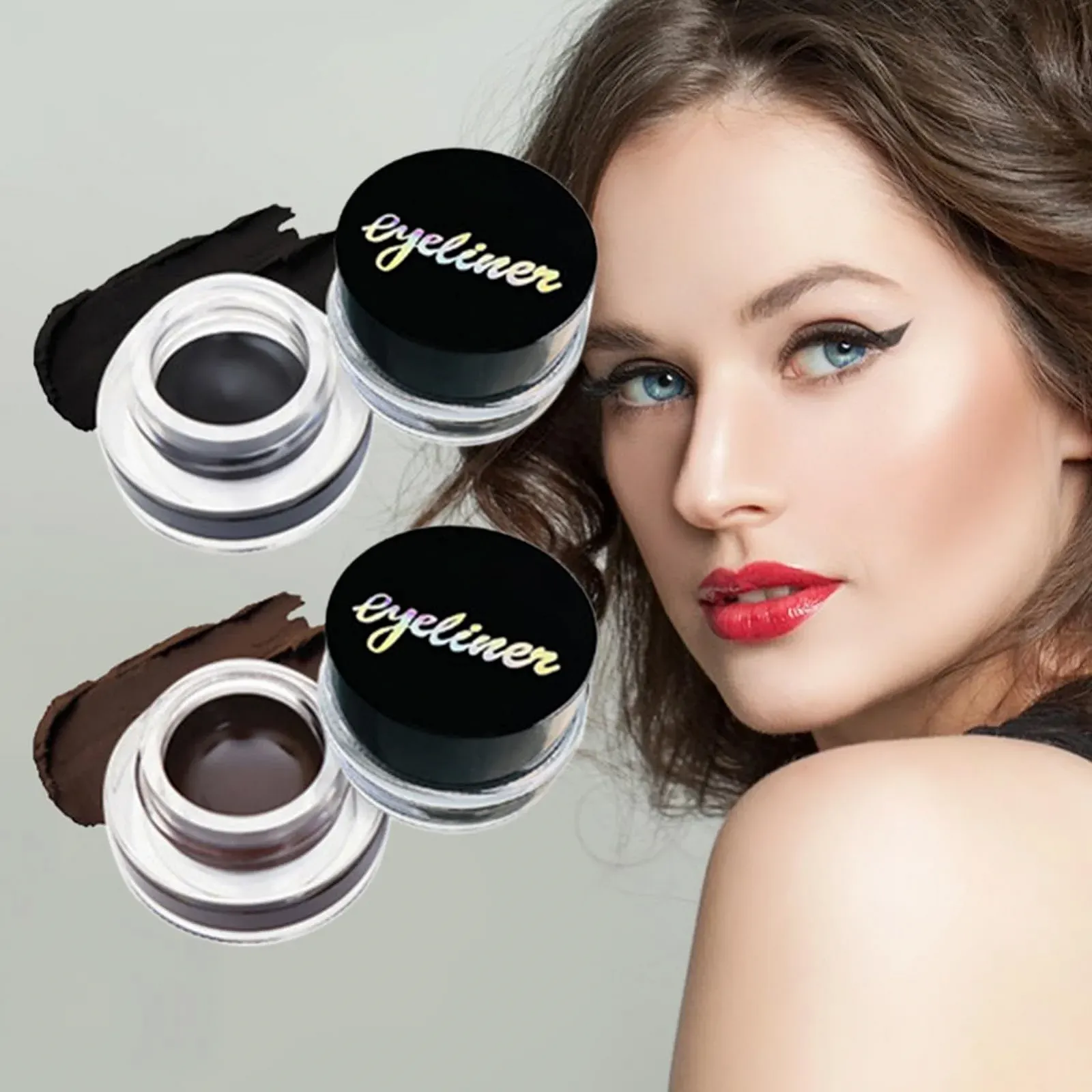 Гель-Подводка 2-в-1 Qurygin, стойкая, водостойкая, не смазывающаяся, с кистью, фото №3